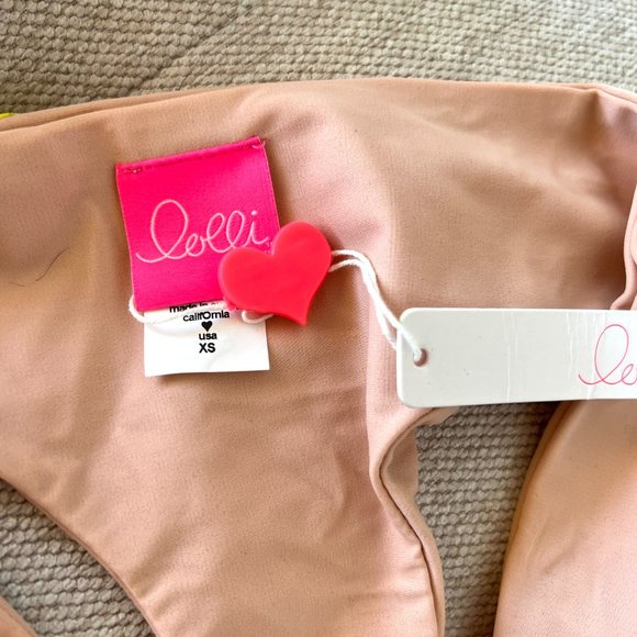 LOLLI SWIM Lover Heart Bikini Set in Nude/Citron, Top -S, Bottom-XS - Picture 5 of 9